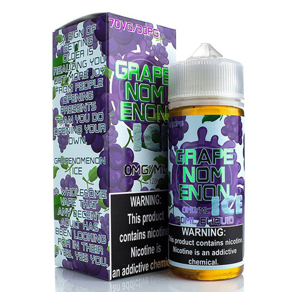 Nomenon and Freenoms Series E-Liquid 120mL (Freebase) Grapenomenon Ice with Packaging