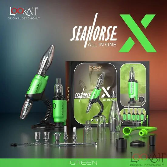 Lookah Seahorse X Wax Kit | Green with Packaging