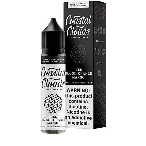 Coastal Clouds E-Liquid | 60mL | Blood Orange Mango Iced with packaging