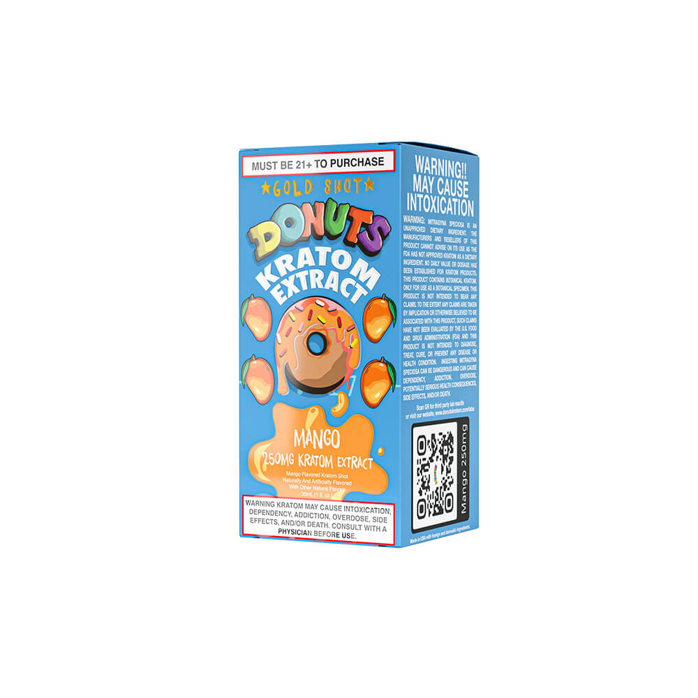 Donuts Gold Extracts Liquid Kratom Shots | 12 Pack | 250mg 30mL Bottle | Mango
