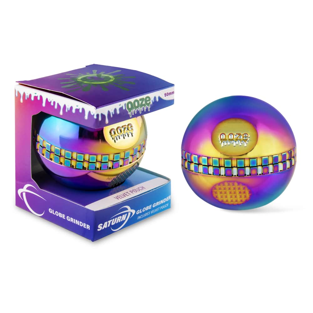 OOZE Saturn Globe Grinder  with PackagingRainbow