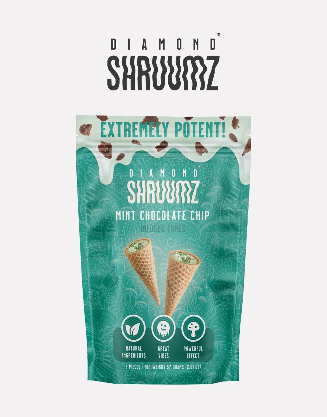 Diamond Shruums Infused Cones | 2CT/5PK | Mint Chocolate Chip with Packaging