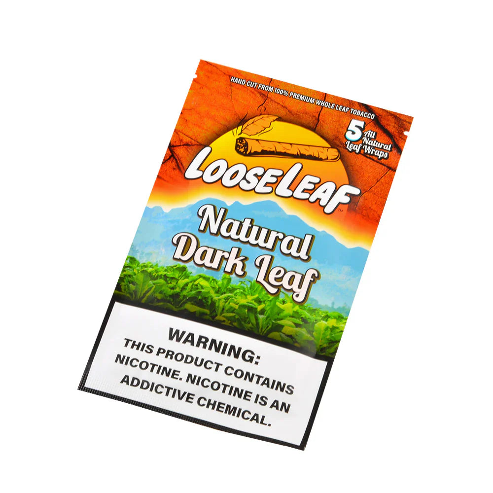Looseleaf Natural Wraps | 5ct | Natural Dark Leaf with Packaging