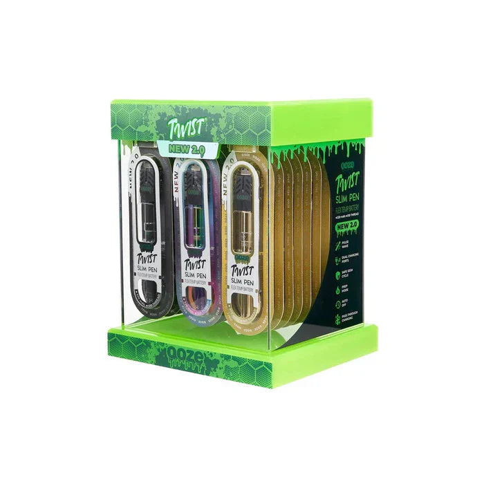 Ooze Twist Slim Pen Battery 2.0 Display 24ct Black Rainbow and Gold