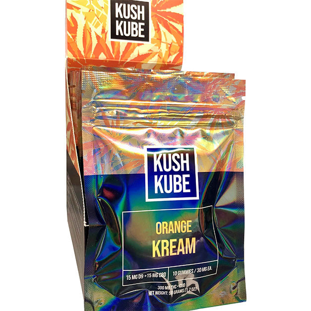 Kush Kube 10 Gummies | Orange Cream with Packaging
