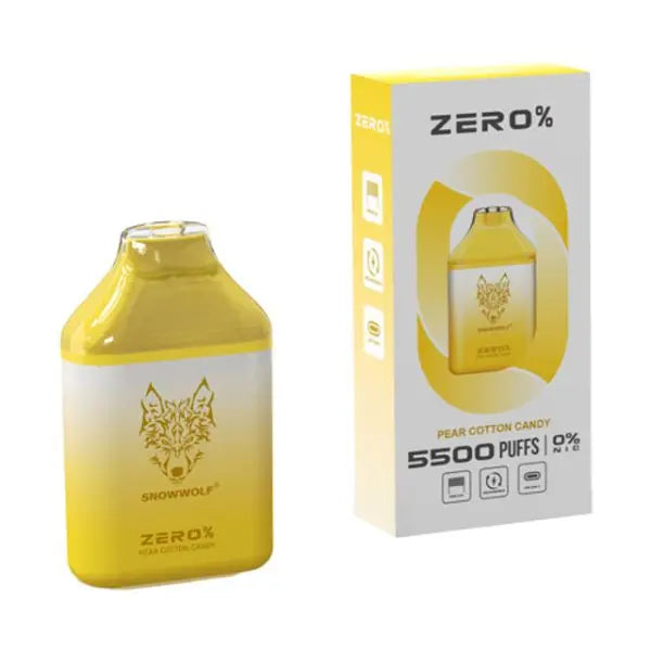 SnowWolf 5500 Puff Zero 0% | Pear Cotton Candy with packaging
