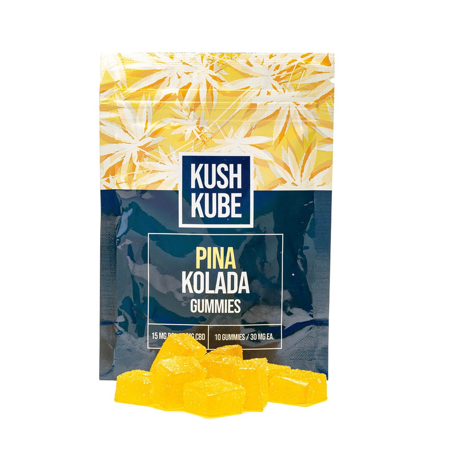 Kush Kube 10 Gummies | Pina Kolada with Packaging