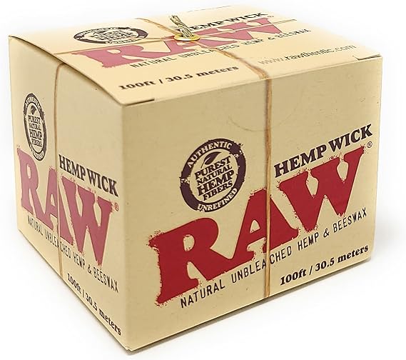 Raw Natural Unbleached Hemp & Beeswax Hemp Wick 100ft with packaging