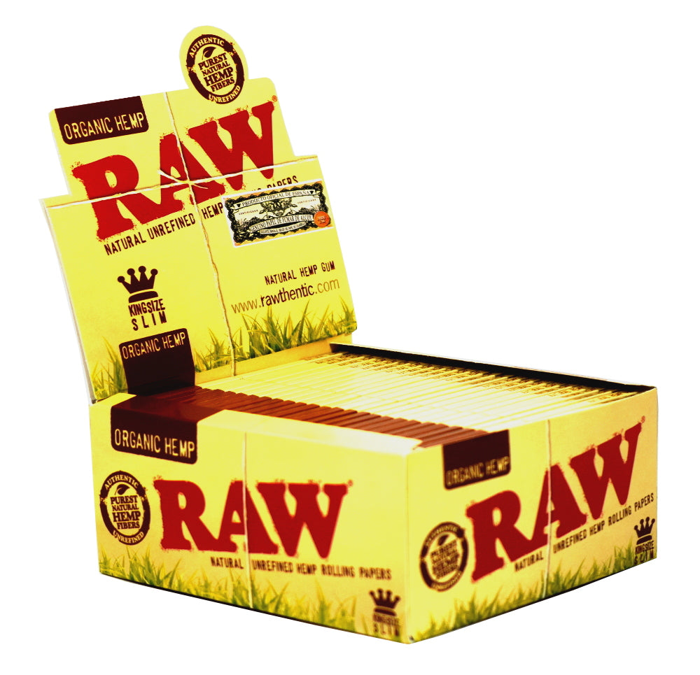 RAW Natural Unrefined Hemp Rolling Paper Organic Hemp Kingsize Slim 50pk