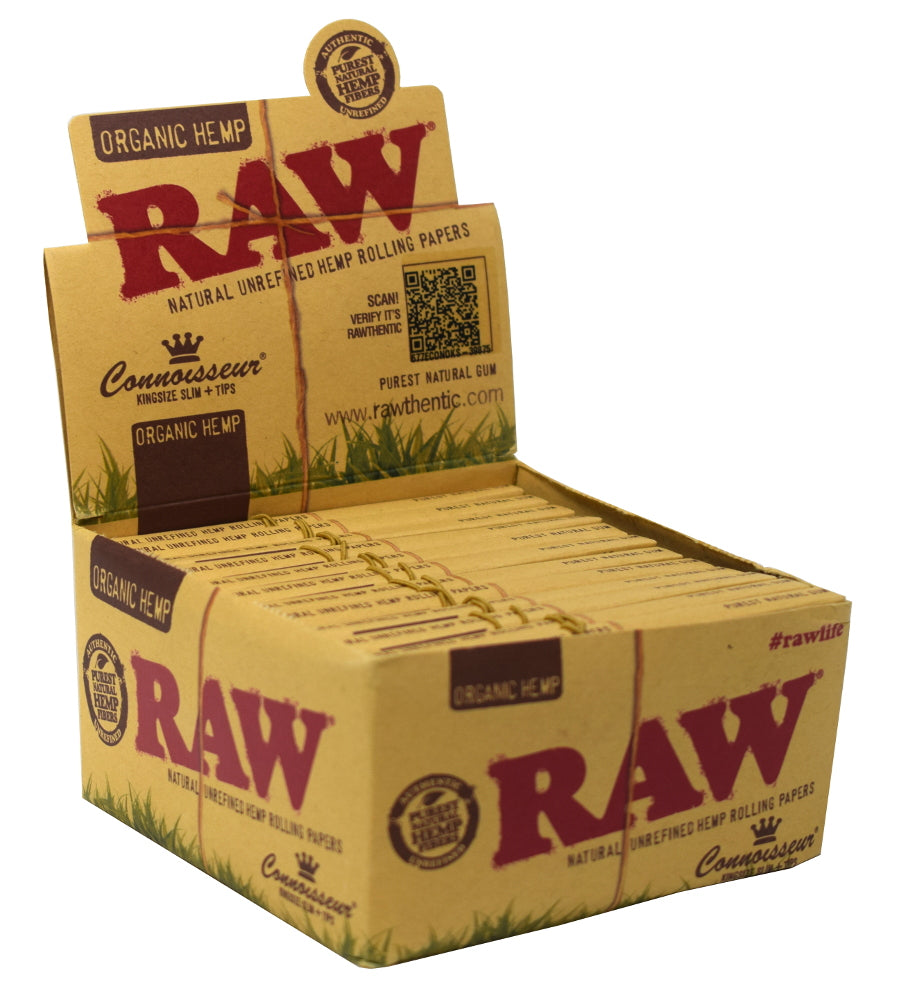 RAW Natural Unrefined Hemp Rolling Paper Organic Hemp Connoisseur 24pk
