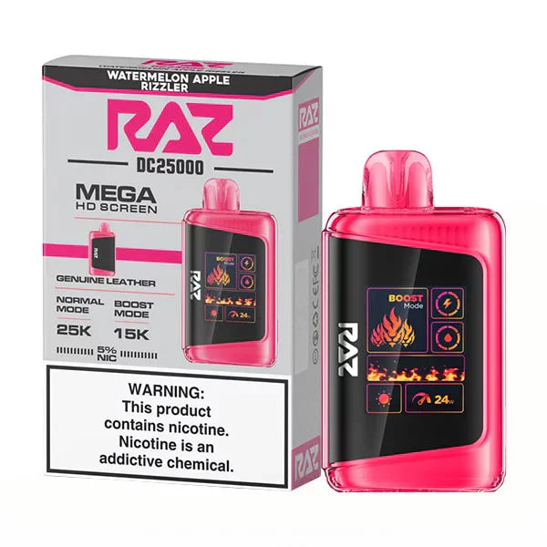 RAZ DC25000 Disposable | 25000 Puffs  | 16mL | 50mg | MOQ 5 | Watermelon Apple Rizzler with packaging