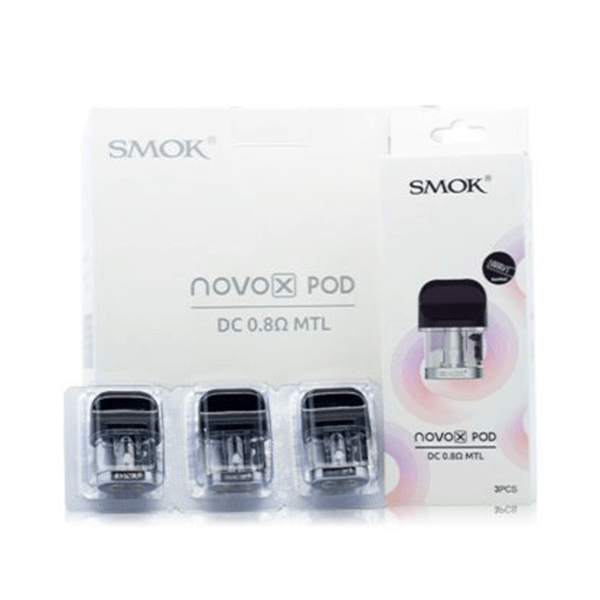 SMOK Novo X Replacement Pods (3-Pack) | DC 0.8ohm Transparent Black MTL with Packaging