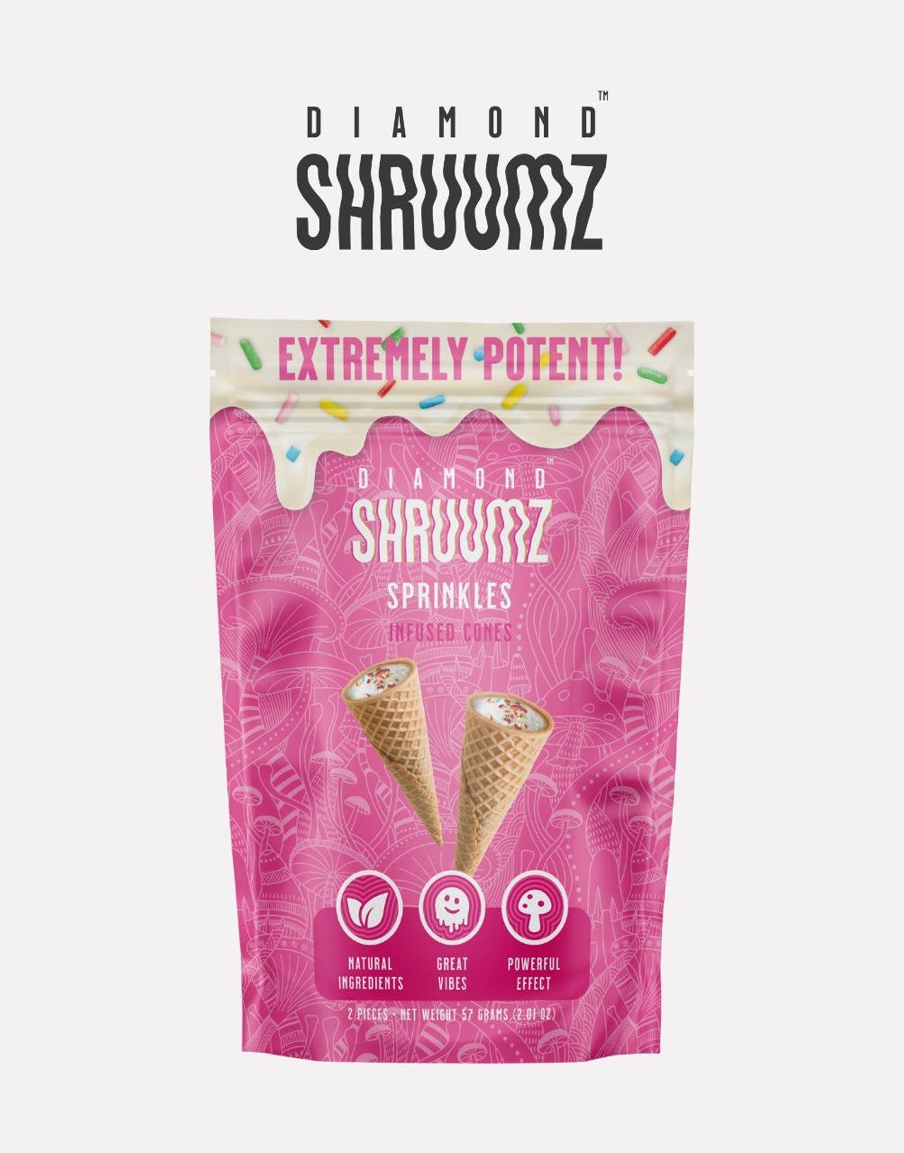 Diamond Shruums Infused Cones | 2CT/5PK | Sprinkles with Packaging