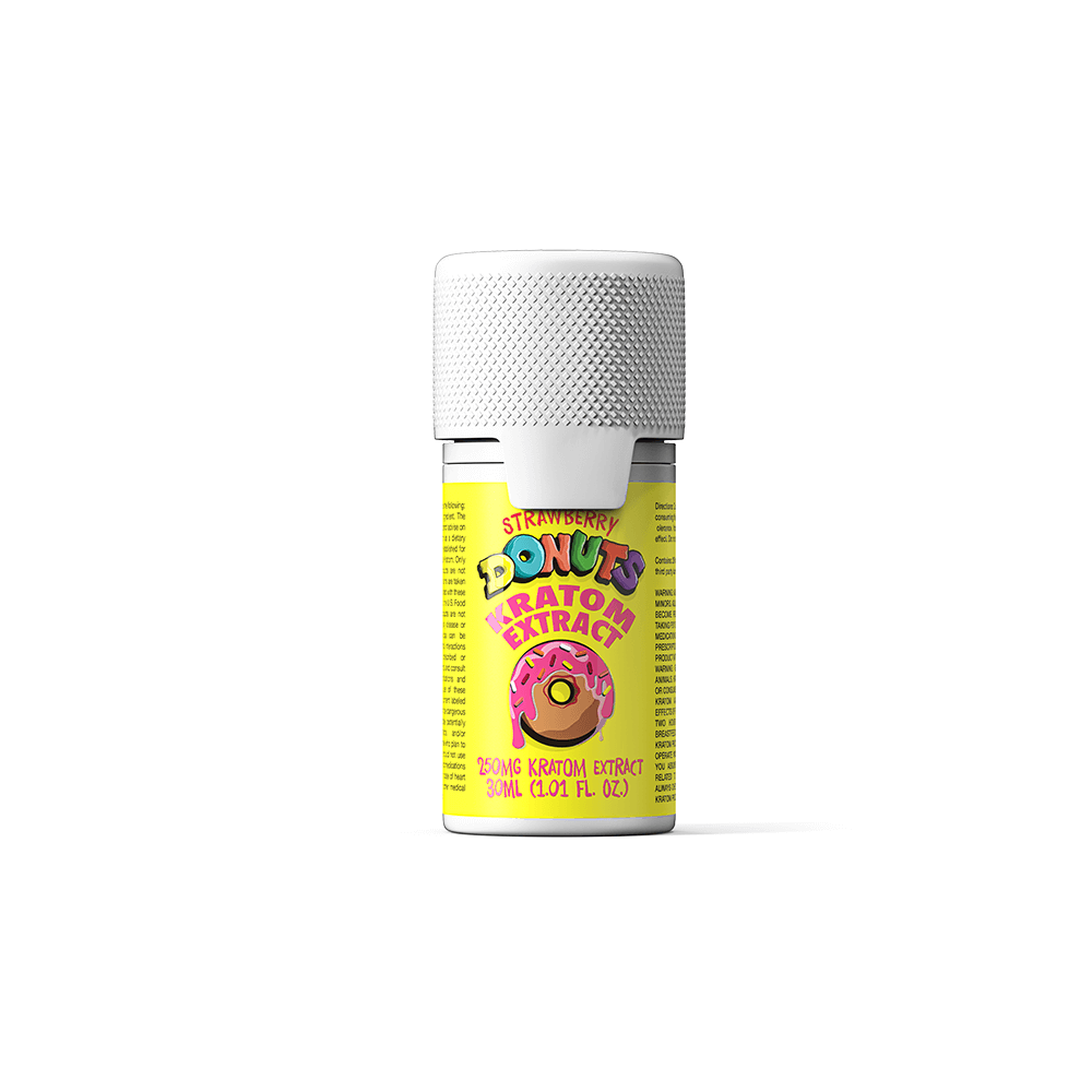 Donuts Gold Extracts Liquid Kratom Shots | 12 Pack | 250mg 30mL Bottle | Strawberry