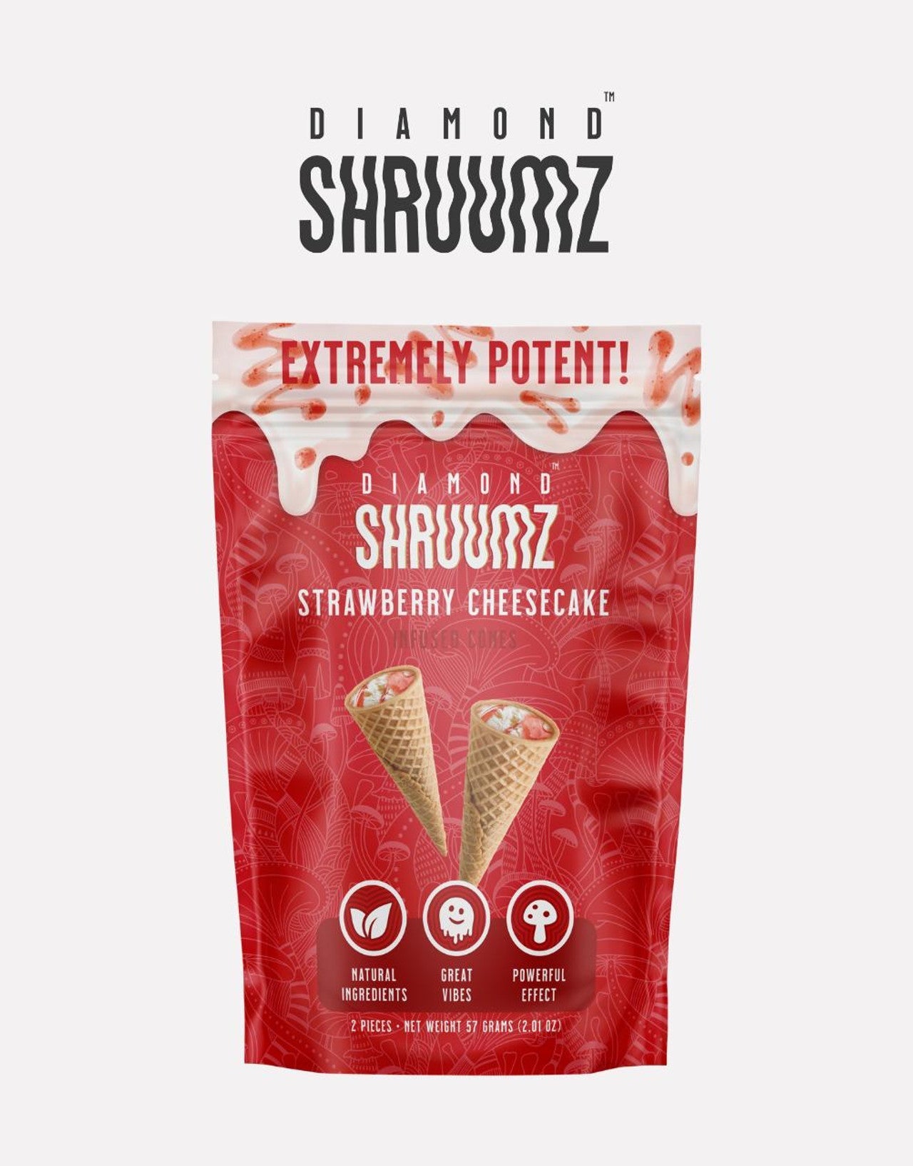 Diamond Shruums Infused Cones | 2CT/5PK | Strawberry Cheesecake with Packaging