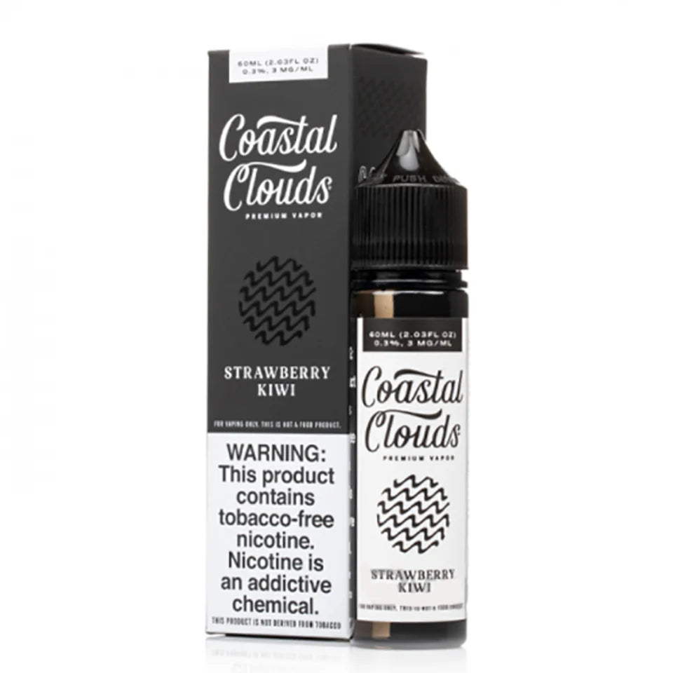 Coastal Clouds E-Liquid | 60mL | Strawberry Kiwi with packaging