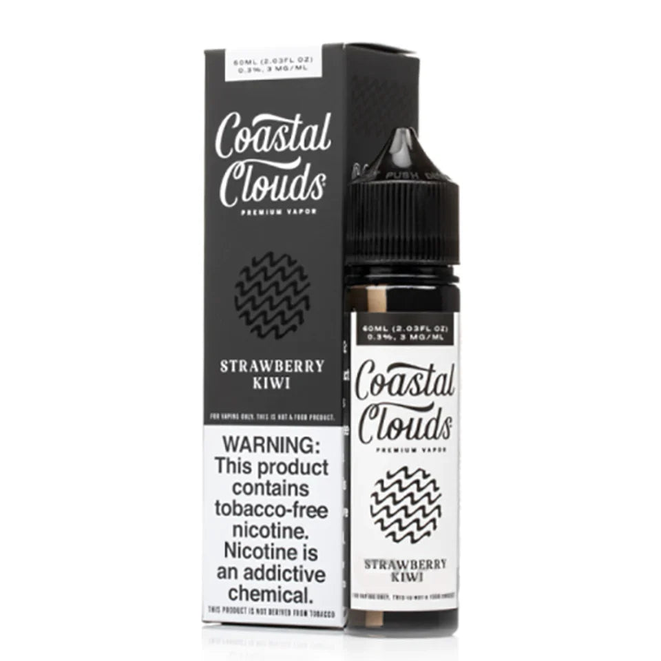 Coastal Clouds E-Liquid | 60mL | Strawberry Kiwi with packaging