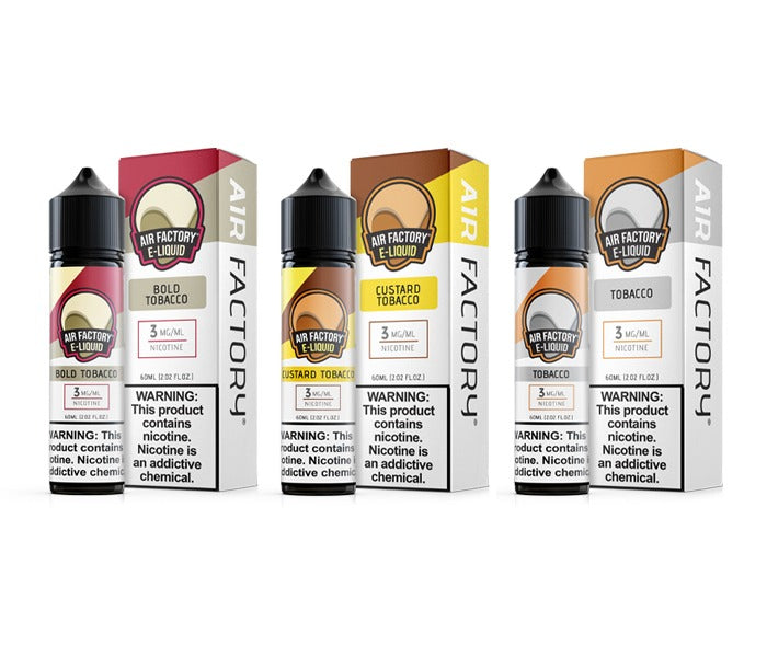 Air Factory E-Juice 60mL (Freebase) | Tobacco Group Photo with Packaging
