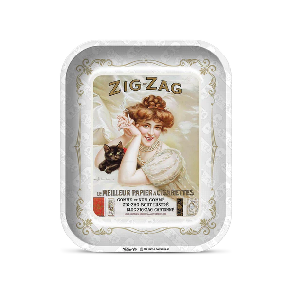 Zig-zag Large Rolling Tray | Vintage White