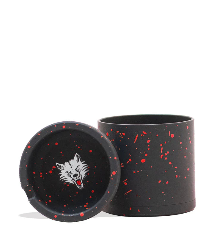 Wulf Bevel Grinder 4pc 65mm W/Top Ashtray Black Red Spatter