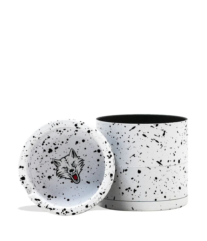 Wulf Bevel Grinder 4pc 65mm W/Top Ashtray White Black Spatter
