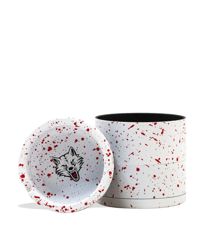 Wulf Bevel Grinder 4pc 65mm W/Top Ashtray White Red Spatter