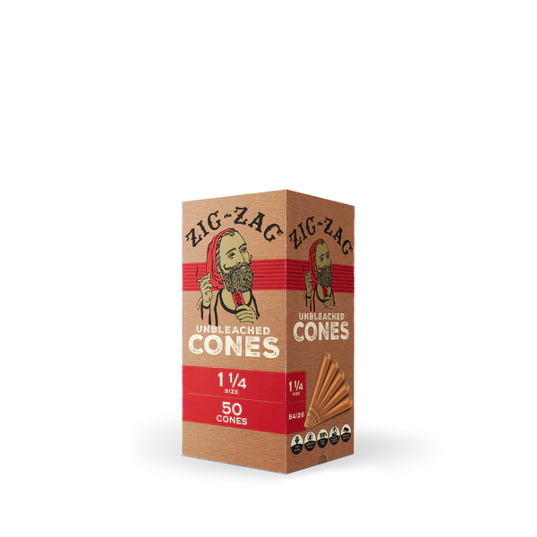Zig-Zag Unbleached Cones 1 1/4 50 Cones with Packaging