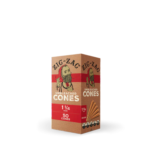 Zig-Zag Unbleached Cones 1 1/4 50 Cones with Packaging