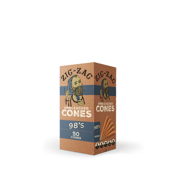 Zig-Zag Unbleached Cones 98's 50 cones with packaging