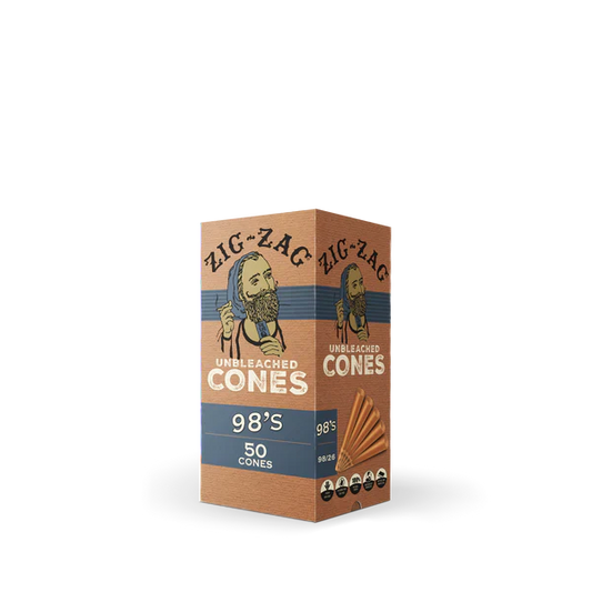 Zig-Zag Unbleached Cones 98's 50 cones with packaging