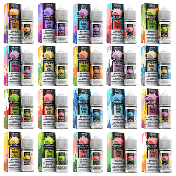 Air Factory TFN Salt Series E-Liquid 30mL (Salt Nic) | 50mg Group Photo with Packaging