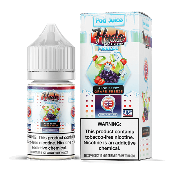 Pod Juice Hyde TFN Salt Series E-Liquid 30mL (Salt Nic) | 55mg Aloe Berry Grape Freeze with packaging