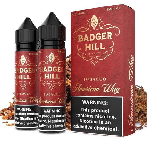 Badger Hill Reserve Series E-Liquid x2-60mL | 0mg American Way with packaging