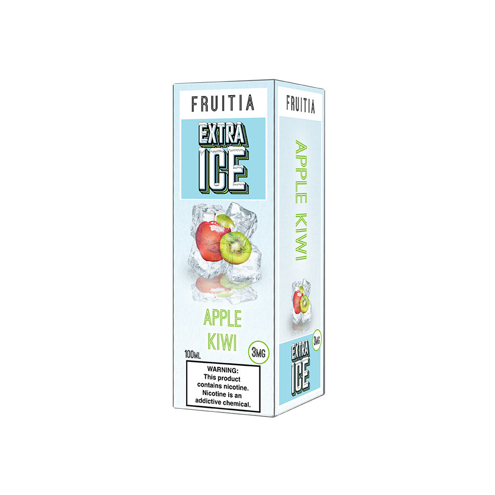 Fruitia Extra Ice Series E-Liquid 100mL (Freebase) | 3mg Apple Kiwi with packaging