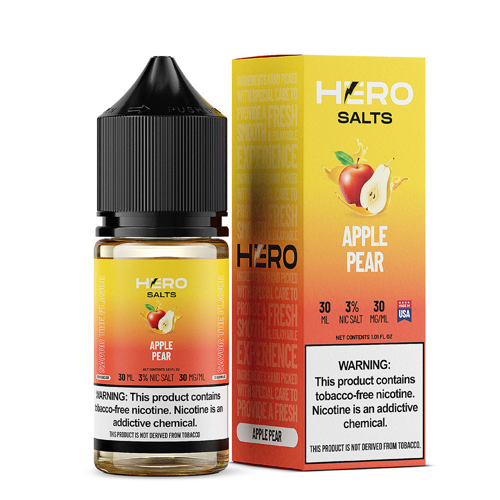 Hero E-Liquid 30mL (Salts) | Apple Pear with packaging