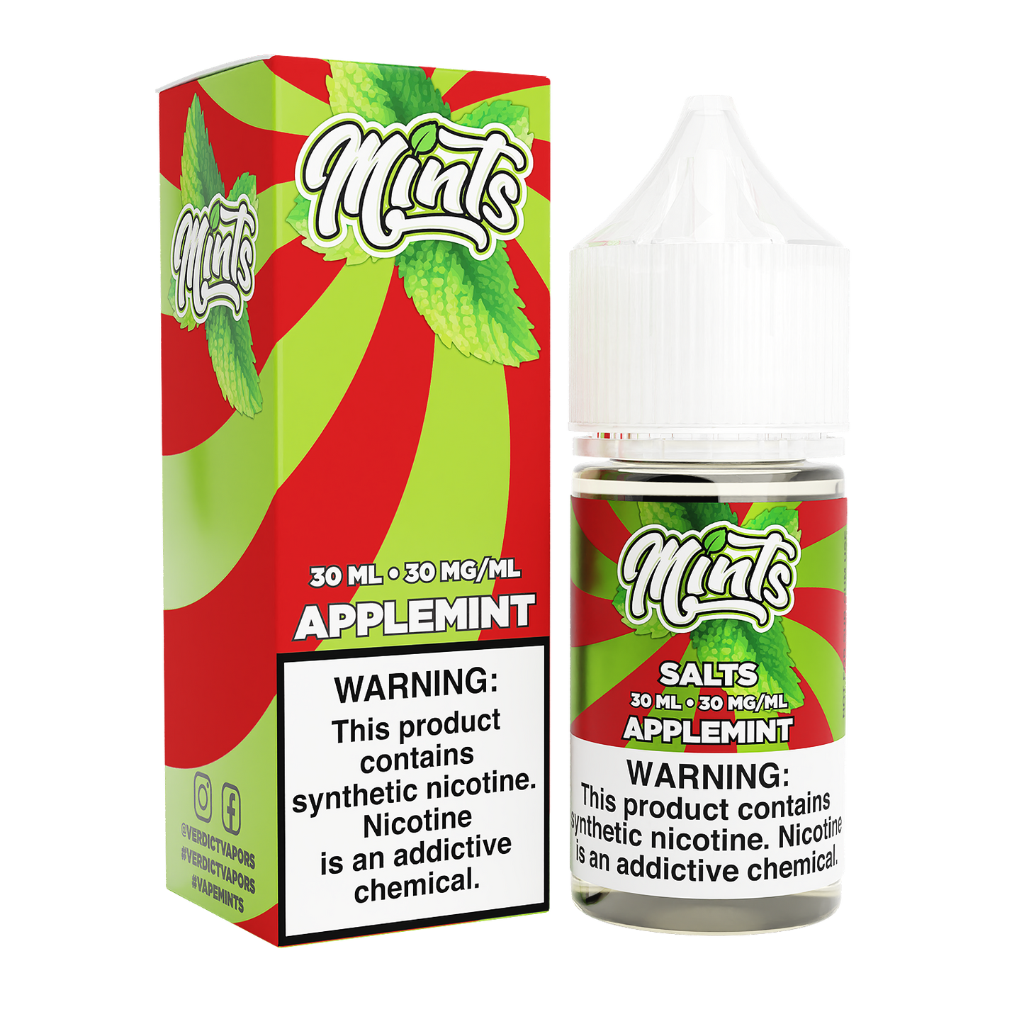 Mints Salt Series E-Liquid 30mL | 30mg Applemint with packaging