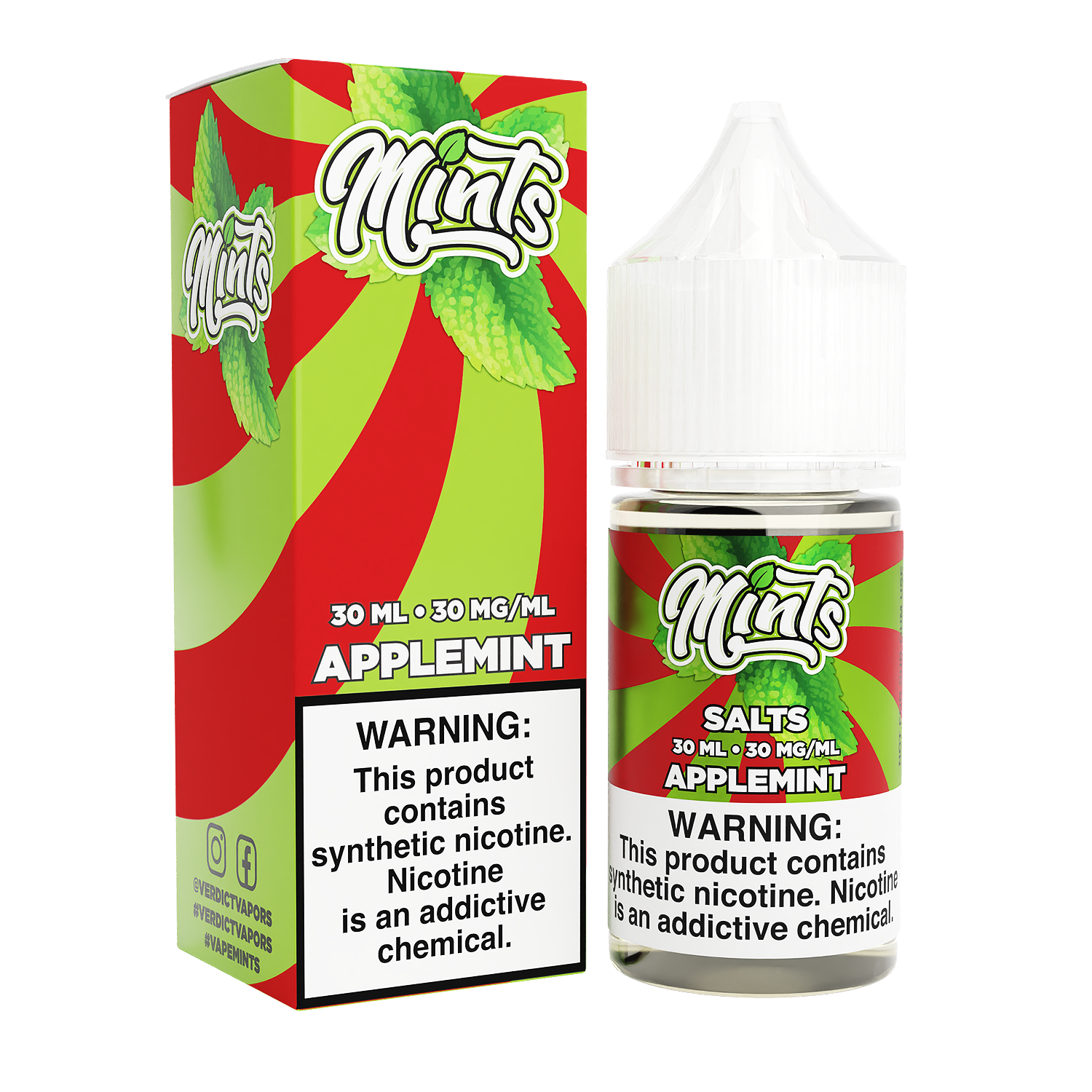 Mints Salt Series E-Liquid 30mL | 30mg Applemint with packaging