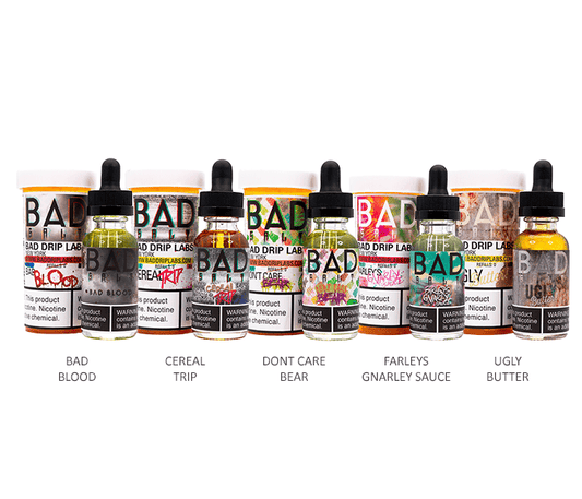 Bad Salts Series E-Liquid 30mL (Salt Nic) | Group Photo with Packaging