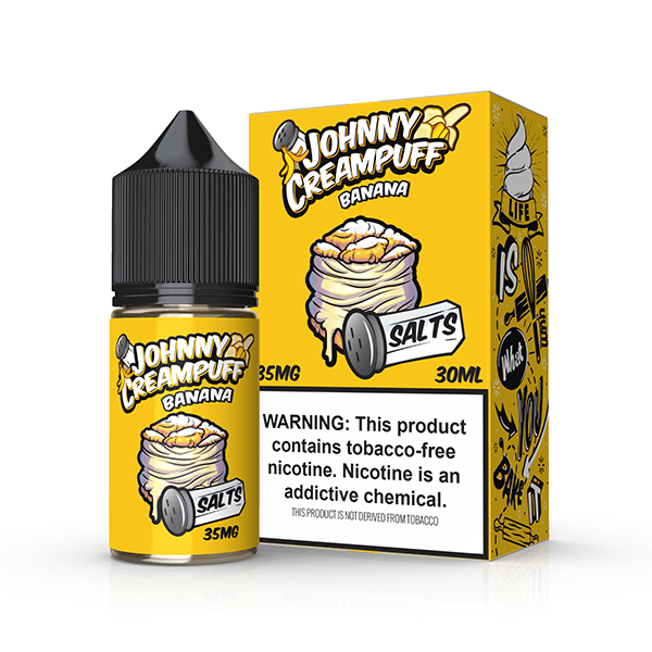 Tinted Brew Johnny Creampuff TFN Salt Series E-Liquid 30mL | 50mg Banana with packaging