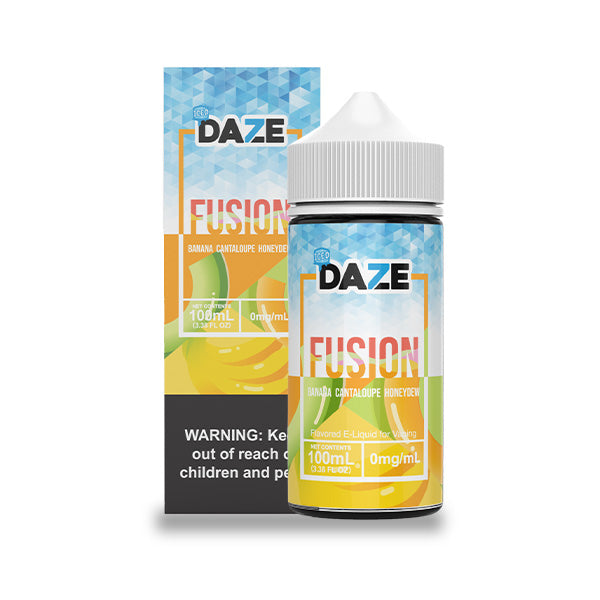 7Daze Fusion Series E-Liquid 100mL (Freebase) Banana Cantaloupe Honeydew Iced with Packaging