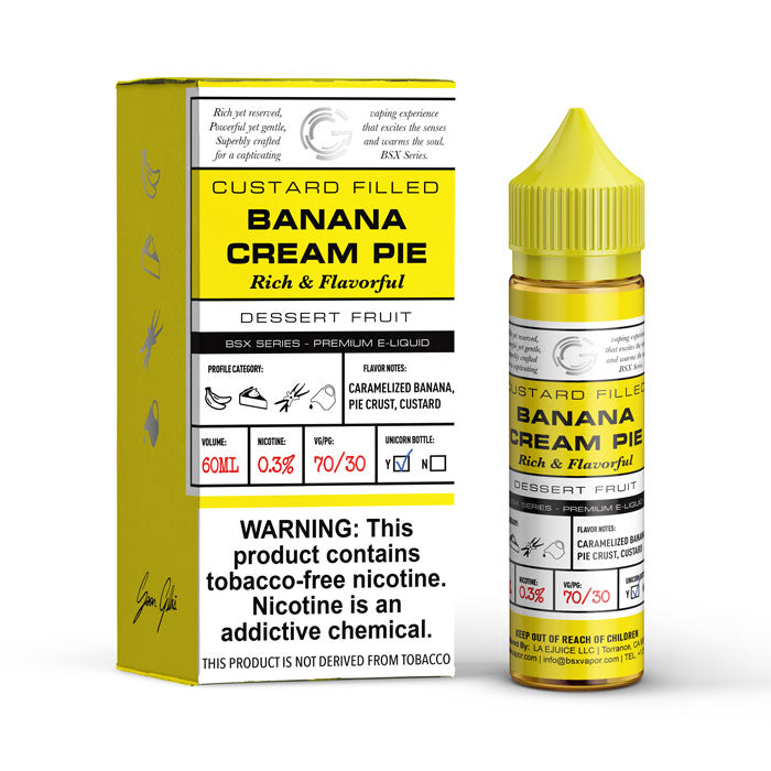 GLAS BSX TFN Series E-Liquid 6mg | 60mL (Freebase) Banana Cream Pie with Packaging