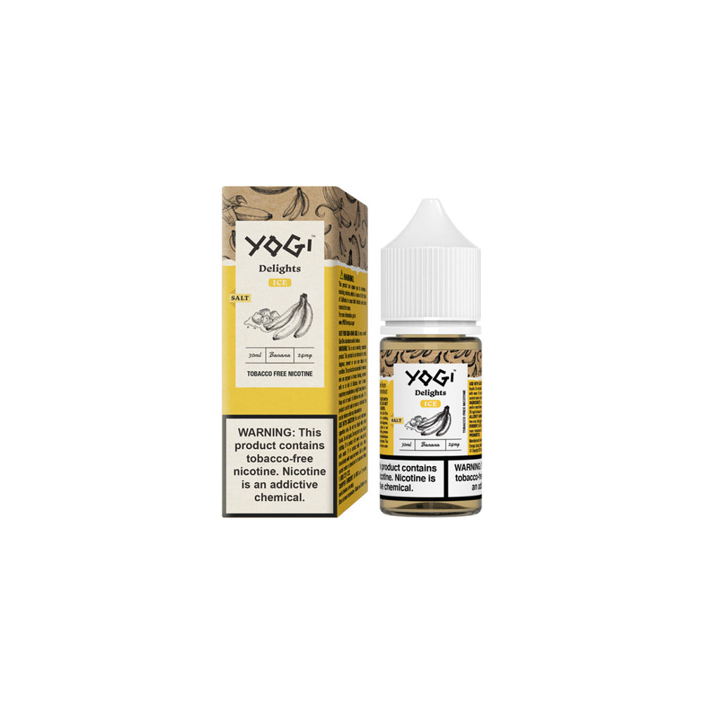 Yogi Delights TFN Salt Series E-Liquid 30mL | 50mg Banana Ice with packaging