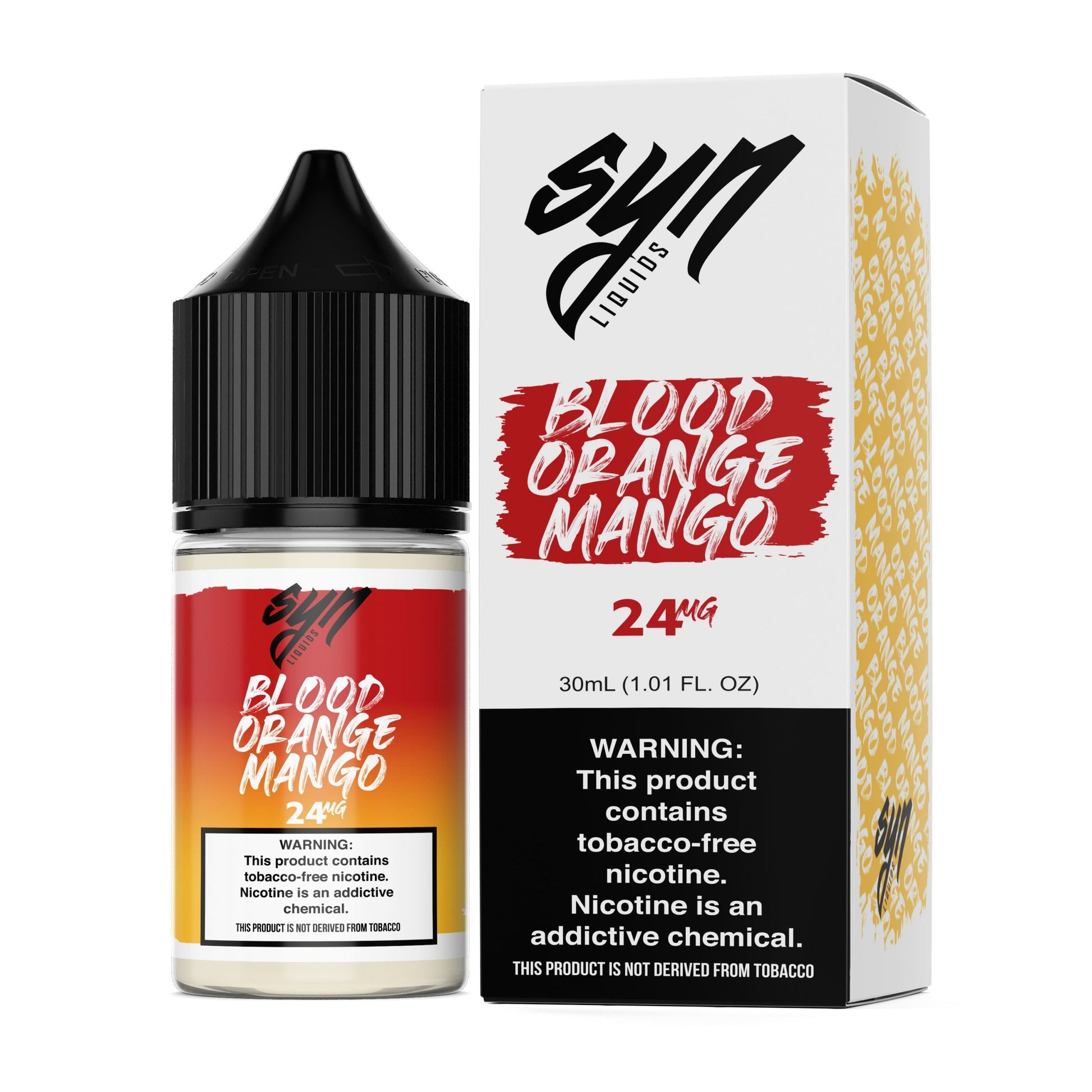 Syn Liquids Salt Series E-Liquid 30mL Blood Orange Mango with packaging