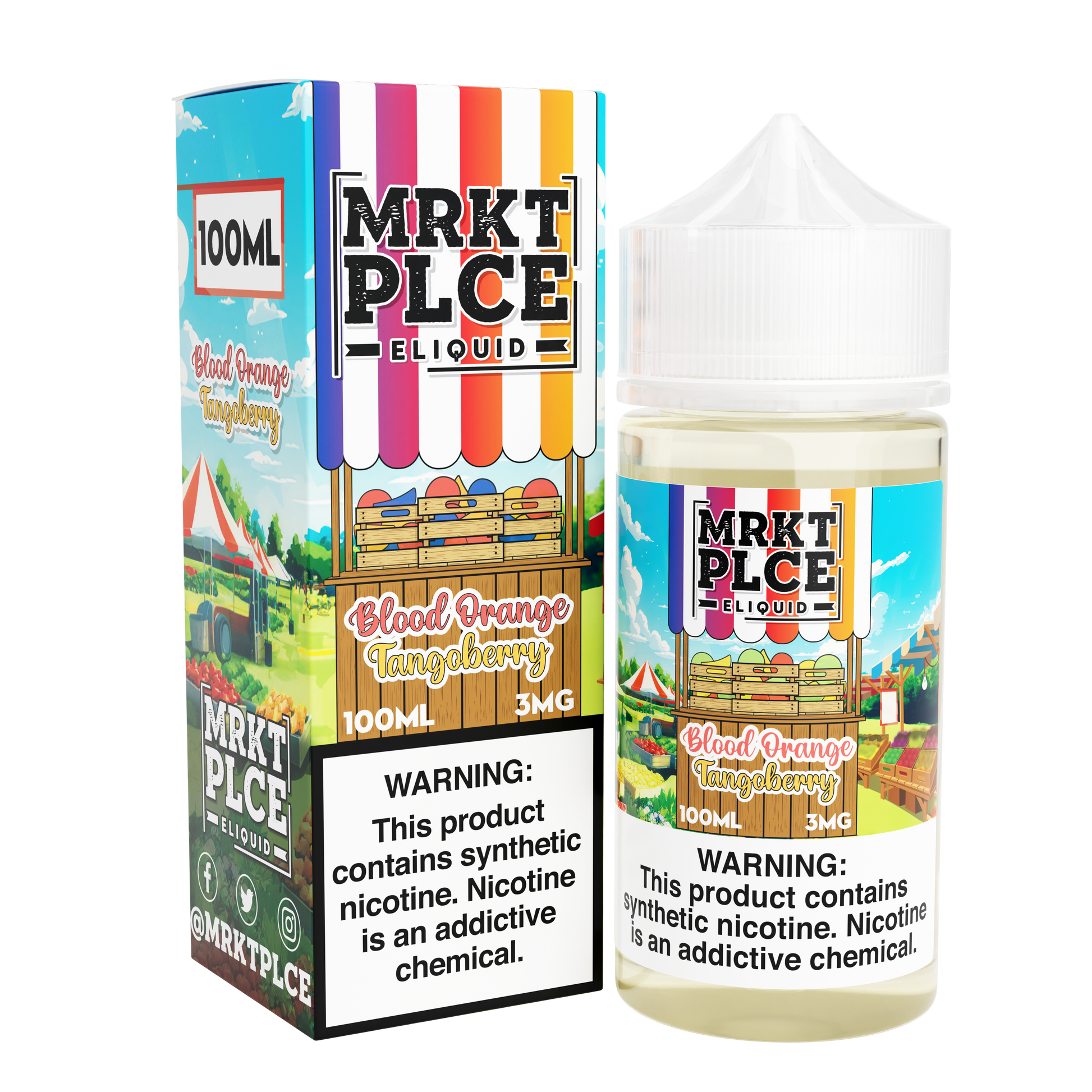 MRKT PLCE Series E-Liquid 100mL (Freebase) | 3mg Blood Orange Tangoberry with packaging