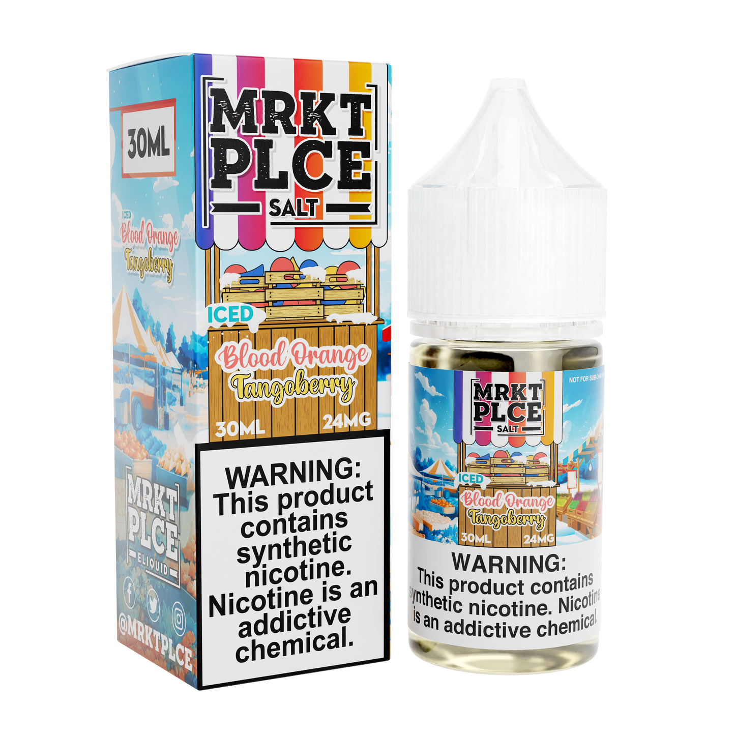 MRKT PLCE Salt Series E-Liquid 30mL (Salt Nic) | Blood Orange Tangoberry Iced with packaging