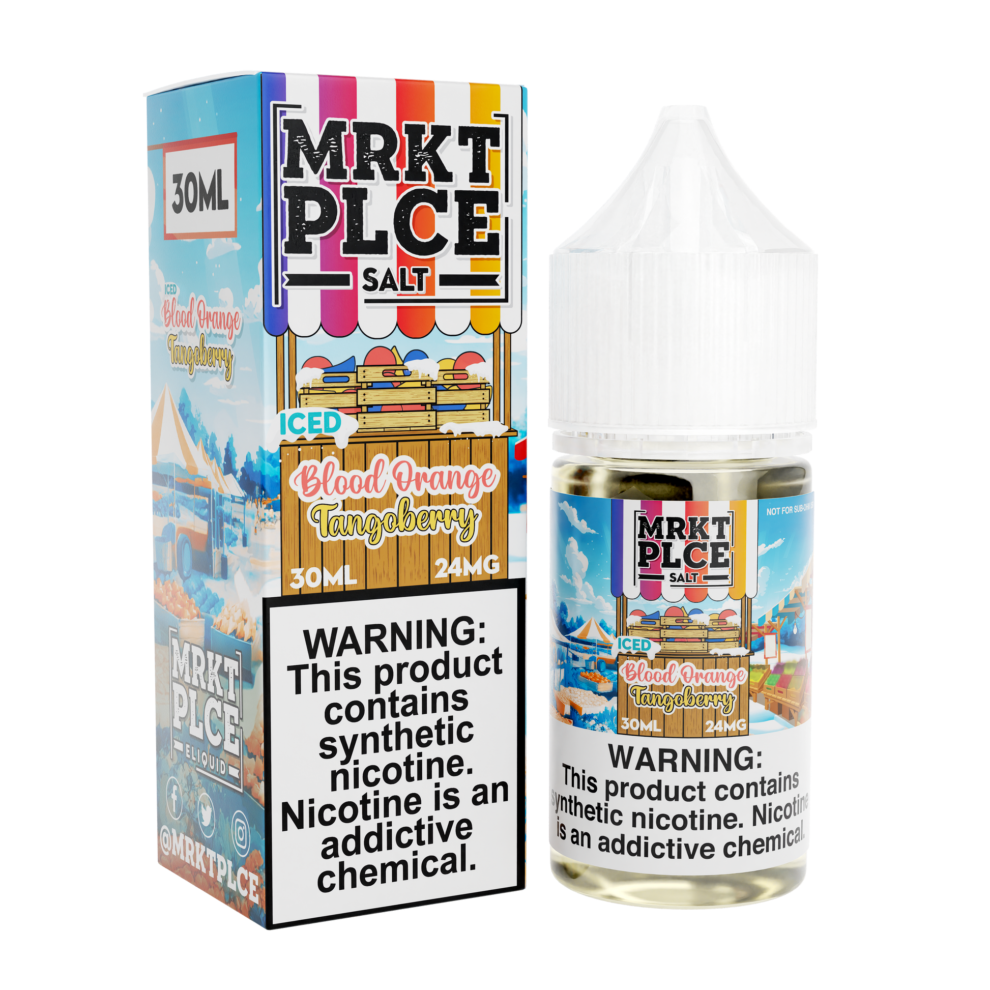 MRKT PLCE Salt Series E-Liquid 30mL (Salt Nic) | Blood Orange Tangoberry Iced with packaging