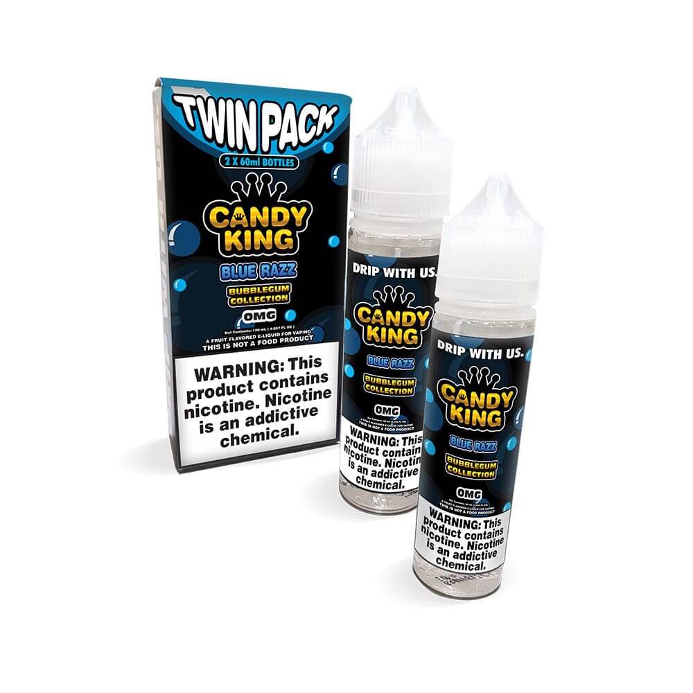 Candy King Bubblegum Series E-Liquid 120mL (Freebase) | 0mg Blue Razz with packaging