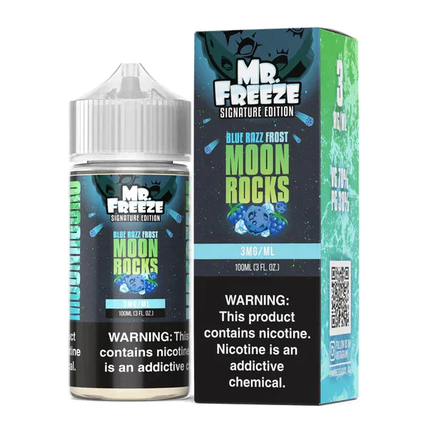 Mr. Freeze TFN Series E-Liquid 100mL (Freebase) Blue Razz Frost Moon Rocks with packaging