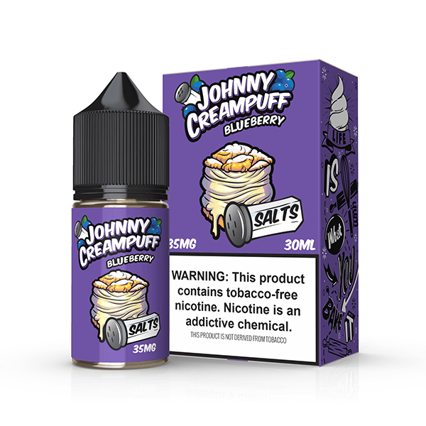 Tinted Brew Johnny Creampuff TFN Salt Series E-Liquid 30mL | 50mg Blueberry with packaging