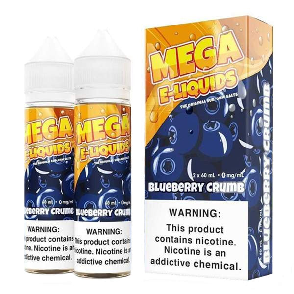 Mega E-Liquids Series x2-60mL | 3mg Blueberry Crumb with packaging